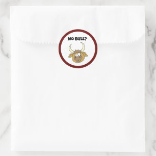 No Bull Funny Brown Cartoon Koe Head Art Ronde Sticker