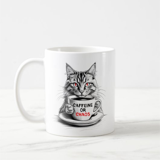 No Caffeine No Mercy Cat Coffee Lover Koffiemok (Links)