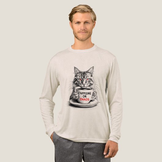 No Caffeine No Mercy Cat Coffee Lover Shirt (Voorkant)