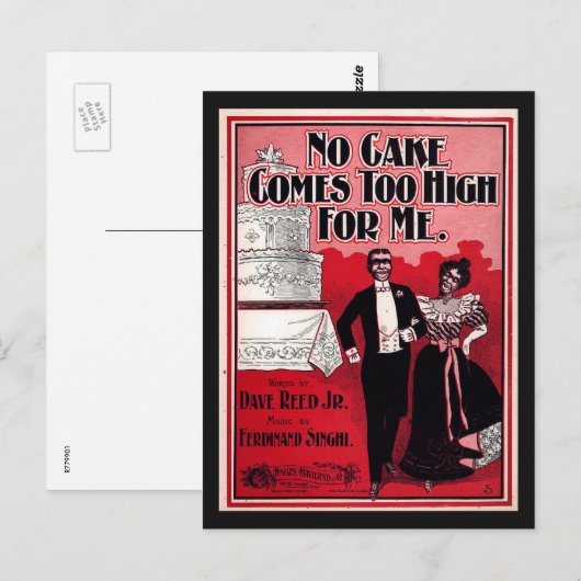 No Cake Comes Too High, bladmuziek 1899  Briefkaart (Voorkant / Achterkant)