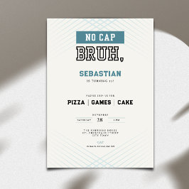 No Cap Bruh Pizza Games Cake Boy Birthday Kaart