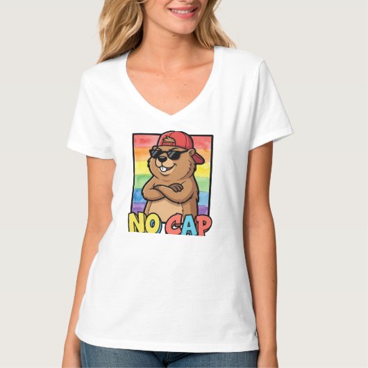 No Cap Capybara – Funny Capybara Meme Streetwear  T-shirt (Voorkant)