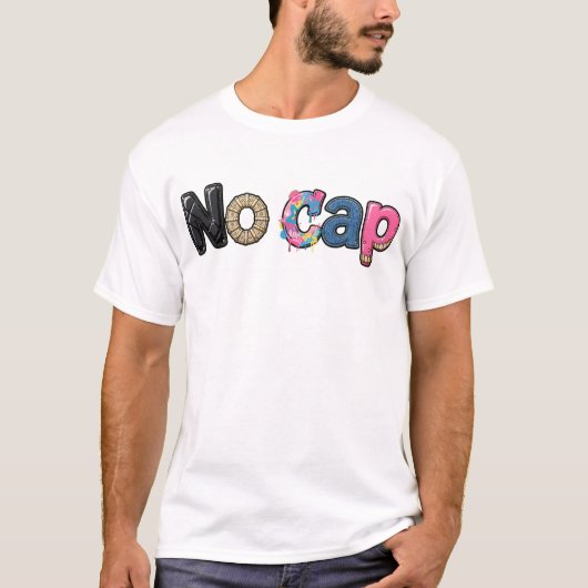 "No Cap" Mixed-Style Leer, Gouden Sieraden, Graffi T-shirt (Voorkant)