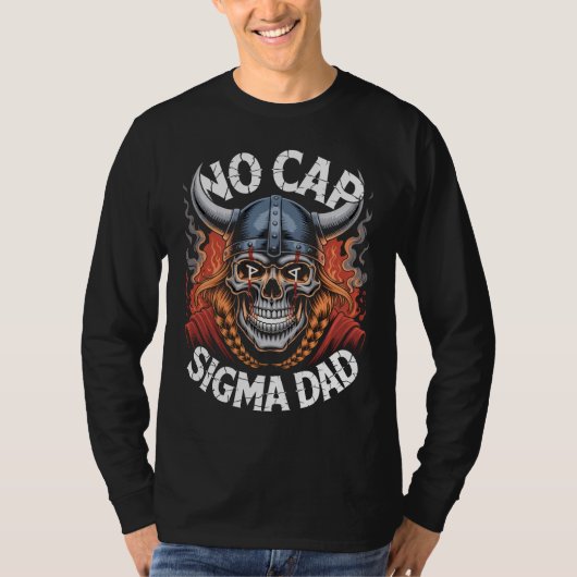 No Cap Sigma Dad Viking Schedel T-shirt voor vader (Voorkant)