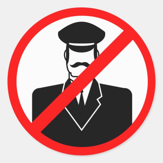 No Chauffeur Allowed Symbol Funny Warning Ronde Sticker (Voorkant)