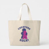 No Cheaters Board Game Meme Humor Design Grote Tote Bag (Achterkant)