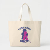 No Cheaters Board Game Meme Humor Design Grote Tote Bag (Voorkant)