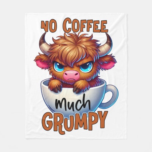 No Coffee Much Grumpy Fleece Deken (Voorkant)