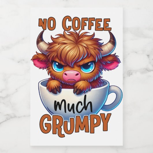 No Coffee Much Grumpy  Voedselcontainer Etiket (Enkel label)