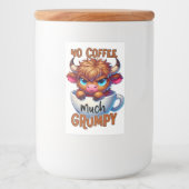 No Coffee Much Grumpy Voedselcontainer Etiket (Voorkant)
