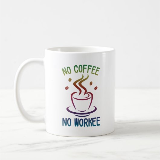 No Coffee No Workee T-shirt Lang Schort Koffiemok (Links)