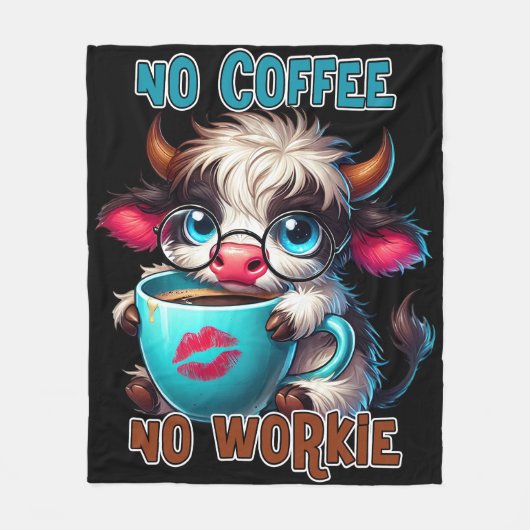 No Coffee No Workie Fleece Deken (Voorkant)