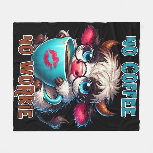 No Coffee No Workie  Fleece Deken (Voorkant (Horizontaal))