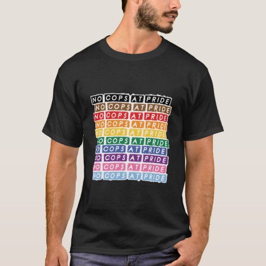 No Cops At Pride Lgbtq Inclusive Rainbow Flag Stat T-shirt (Voorkant)