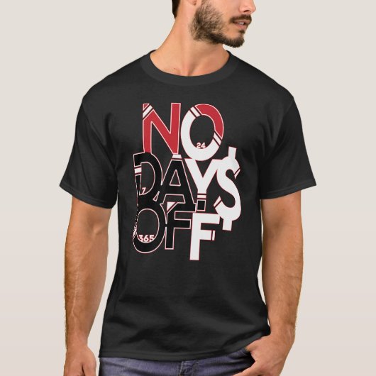 No Days Off Clothes & Gear Red Black & White Gym & T-shirt (Voorkant)