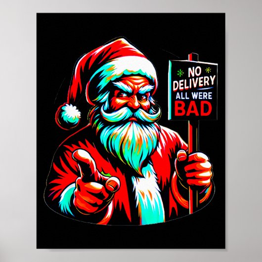 No Delivery, All Were Bad, Santa's Humorous Christ Poster (Voorkant)