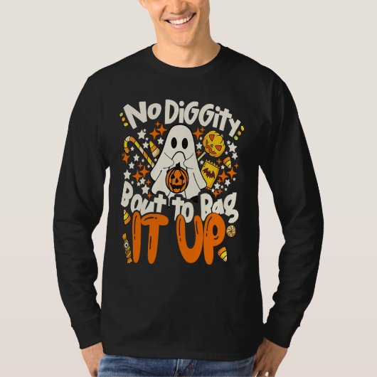 No Diggity Bout To Bag It Up Cute Ghost Halloween  T-shirt (Voorkant)