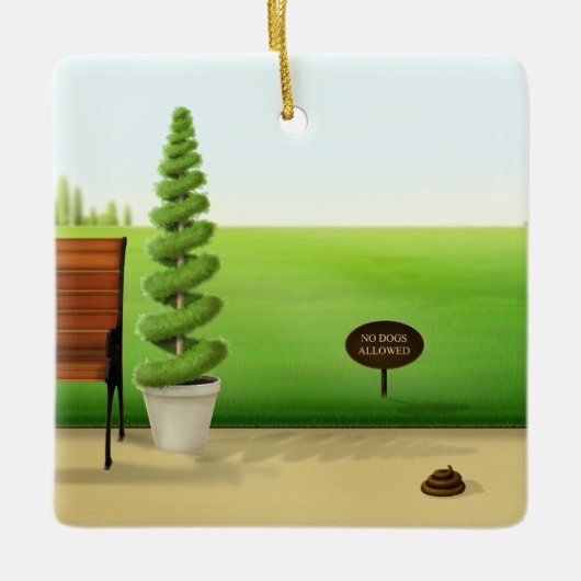 "No Dogs Allowed" "Keep Off the Grass" Gardener Keramisch Ornament (Voorkant)