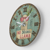 No Drama Funny Llama Cute Boho Nursery Grote Klok (Hoek)