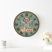 No Drama Funny Llama Cute Boho Nursery Grote Klok (Huis)