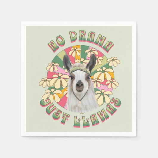 No Drama Just Llamas - Cute Boho Llama Servet (Voorkant)