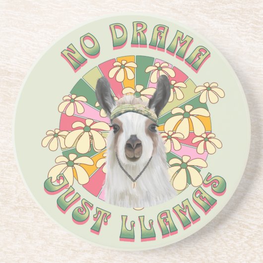 No Drama Just Llamas - Cute Boho Llama Zandsteen Onderzetter (Voorkant)