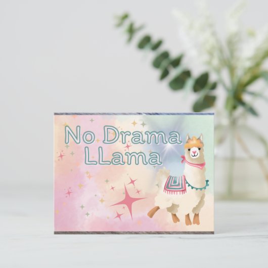 No Drama Llama Briefkaart (Staand voorkant)