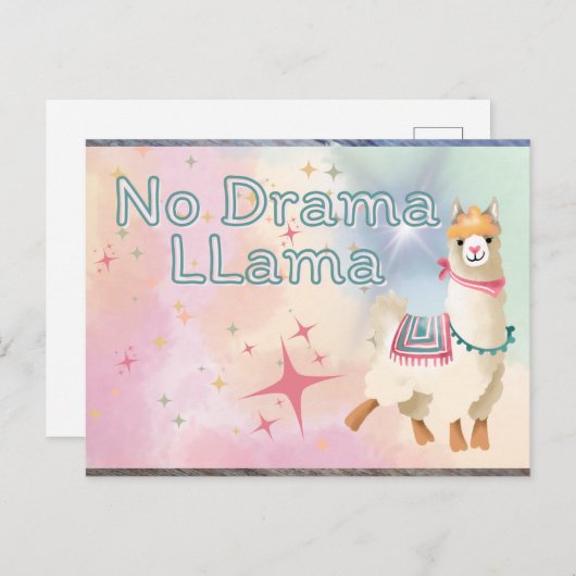 No Drama Llama Briefkaart (Voorkant / Achterkant)