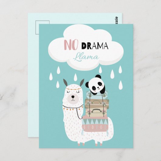 No Drama Llama Briefkaart (Voorkant / Achterkant)