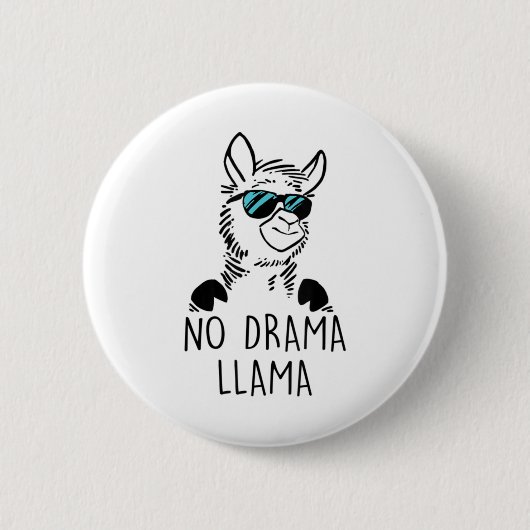No Drama Llama Funny Lama Shirt Ronde Button 5,7 Cm (Voorkant)
