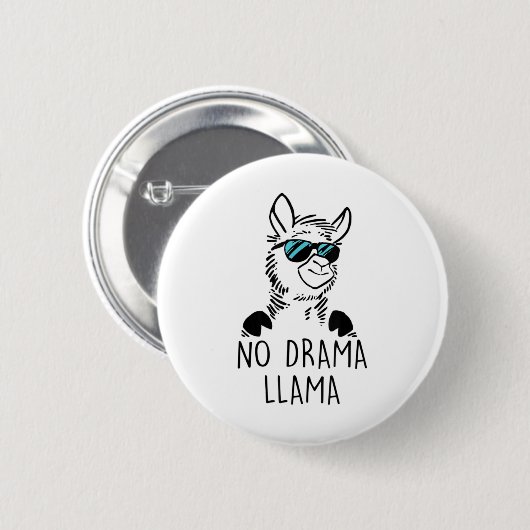 No Drama Llama Funny Lama Shirt Ronde Button 5,7 Cm (Voorkant /achterkant)