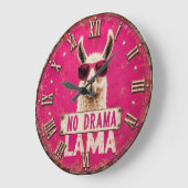 No Drama Llama Funny Pink Grote Klok (Hoek)