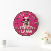 No Drama Llama Funny Pink Grote Klok (Huis)