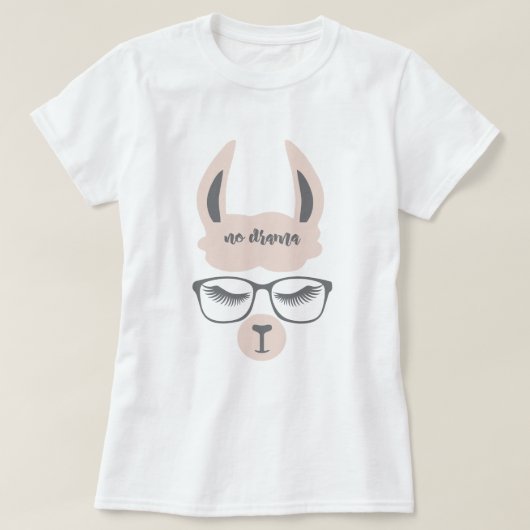 No Drama Llama Hipster Llama T-shirt (Design voorkant)