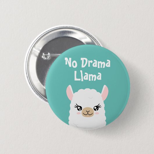 No Drama Llama Ronde Button 5,7 Cm (Voorkant /achterkant)