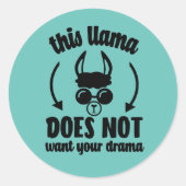 No Drama Llama Ronde Sticker (Voorkant)