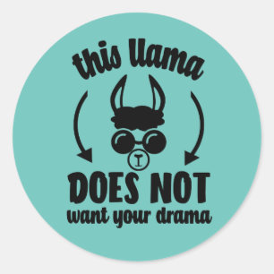 No Drama Llama Ronde Sticker
