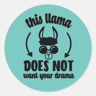 No Drama Llama Ronde Sticker