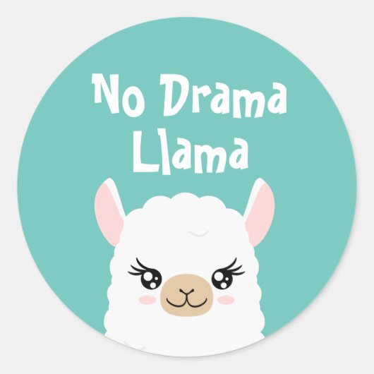 No Drama Llama Ronde Sticker (Voorkant)