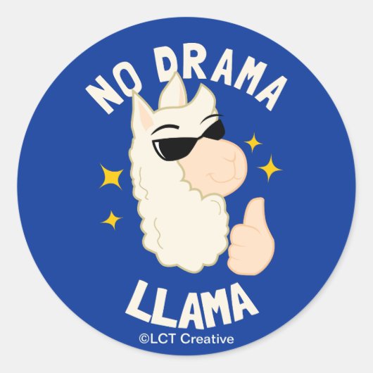 No Drama Llama Ronde Sticker (Voorkant)
