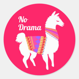 No Drama Llama Ronde Sticker