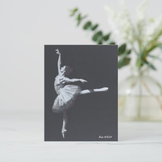 No Drama, Only Freedom, Black & White Ballerina Briefkaart (Staand voorkant)