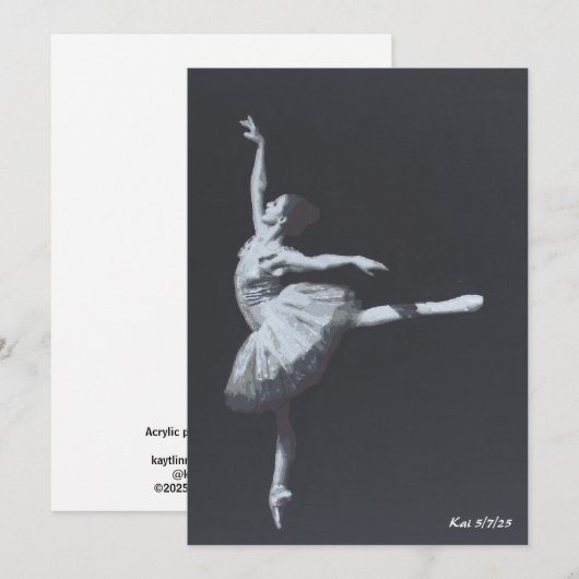 No Drama, Only Freedom, Black & White Ballerina Kaart (Voorkant / Achterkant)