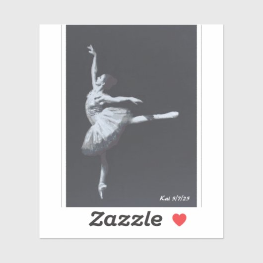 No Drama, Only Freedom, Black & White Ballerina Sticker (Vel)