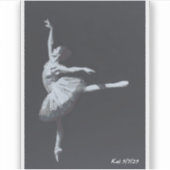 No Drama, Only Freedom, Black & White Ballerina Sticker (Voorkant)