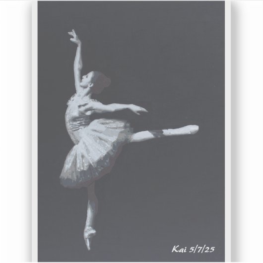 No Drama, Only Freedom, Black & White Ballerina Sticker (Voorkant)
