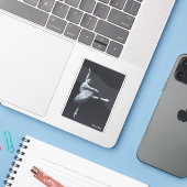 No Drama, Only Freedom, Black & White Ballerina Sticker (Laptop met iPhone)