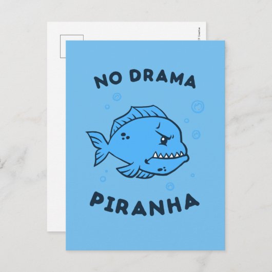 No Drama Piranha Briefkaart (Voorkant / Achterkant)