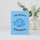 No Drama Piranha Briefkaart (Staand voorkant)