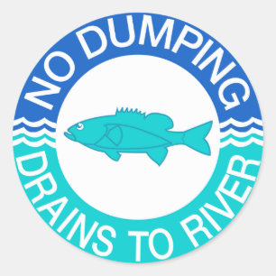 No Dumping Drains to River, Sign, New Jersey, VS Ronde Sticker